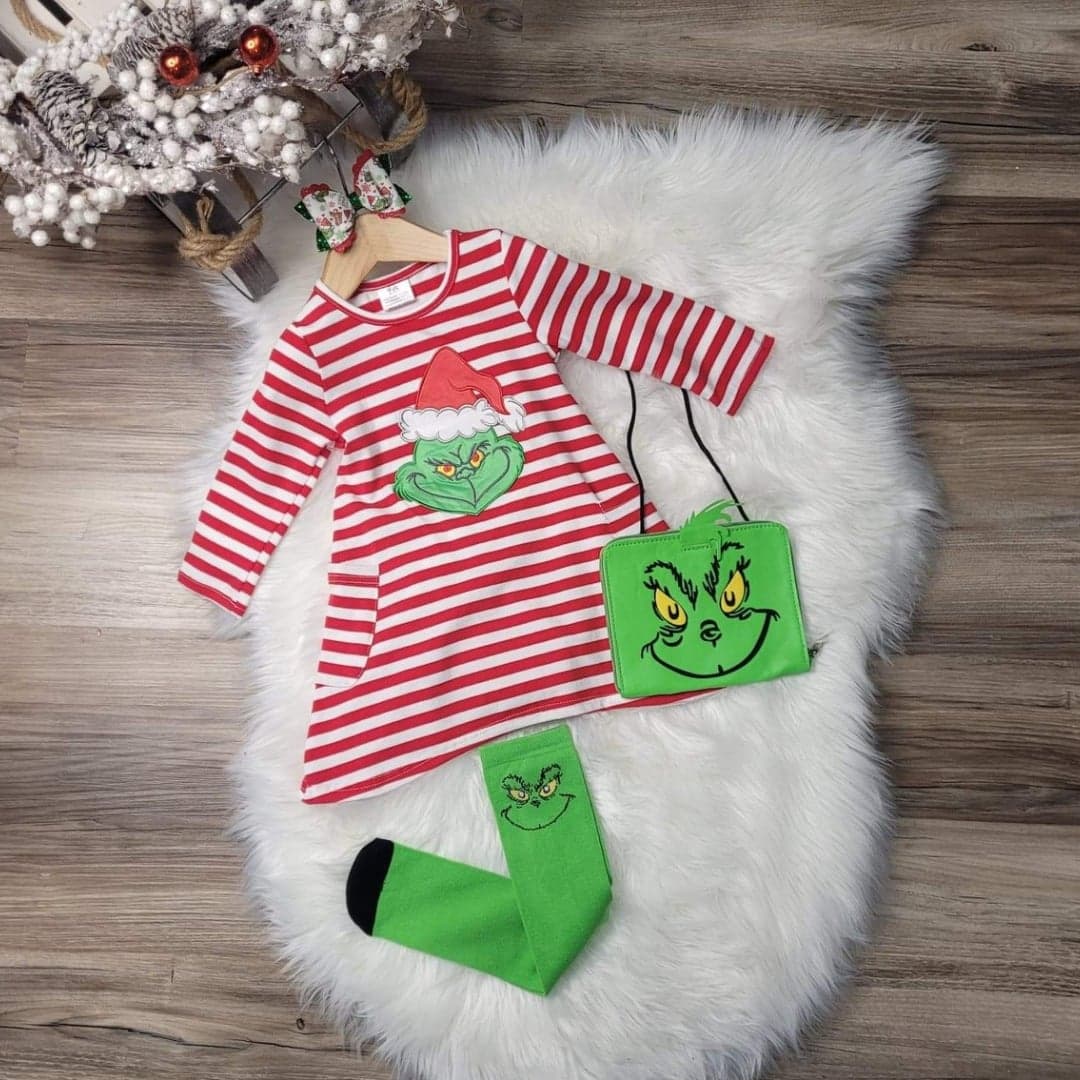 Red & White Striped Grinch Inspired Dress Set  A Touch of Magnolia Boutique   