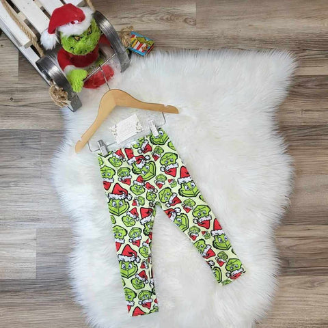 Children's boutique Grinch inspired pants.  Perfect for Christmas attire.
