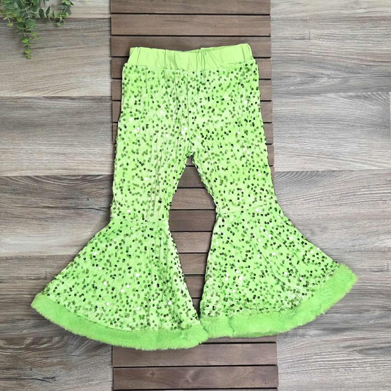 Green Sequin Bells with Fur Trim A Touch of Magnolia Boutique