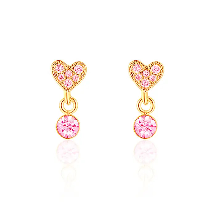 Little Luxe Drop Earrings | Heart with Pink Cubic Zirconia A Touch of Magnolia Boutique