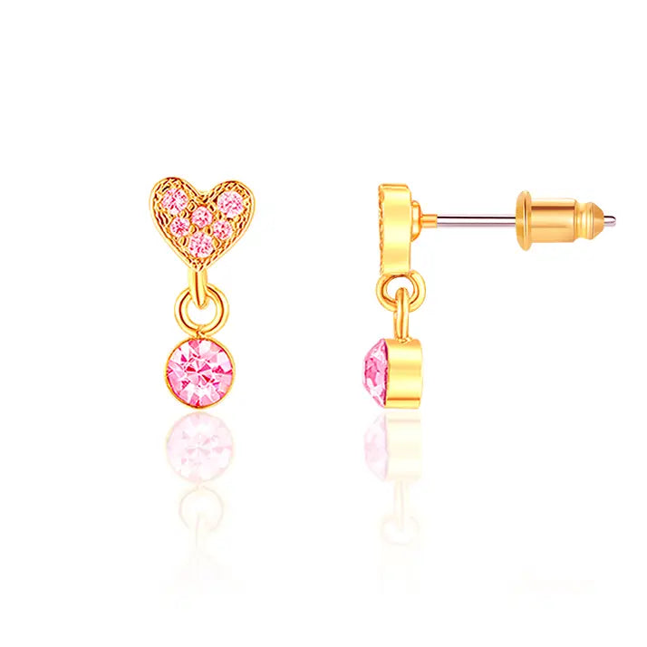 Little Luxe Drop Earrings | Heart with Pink Cubic Zirconia A Touch of Magnolia Boutique