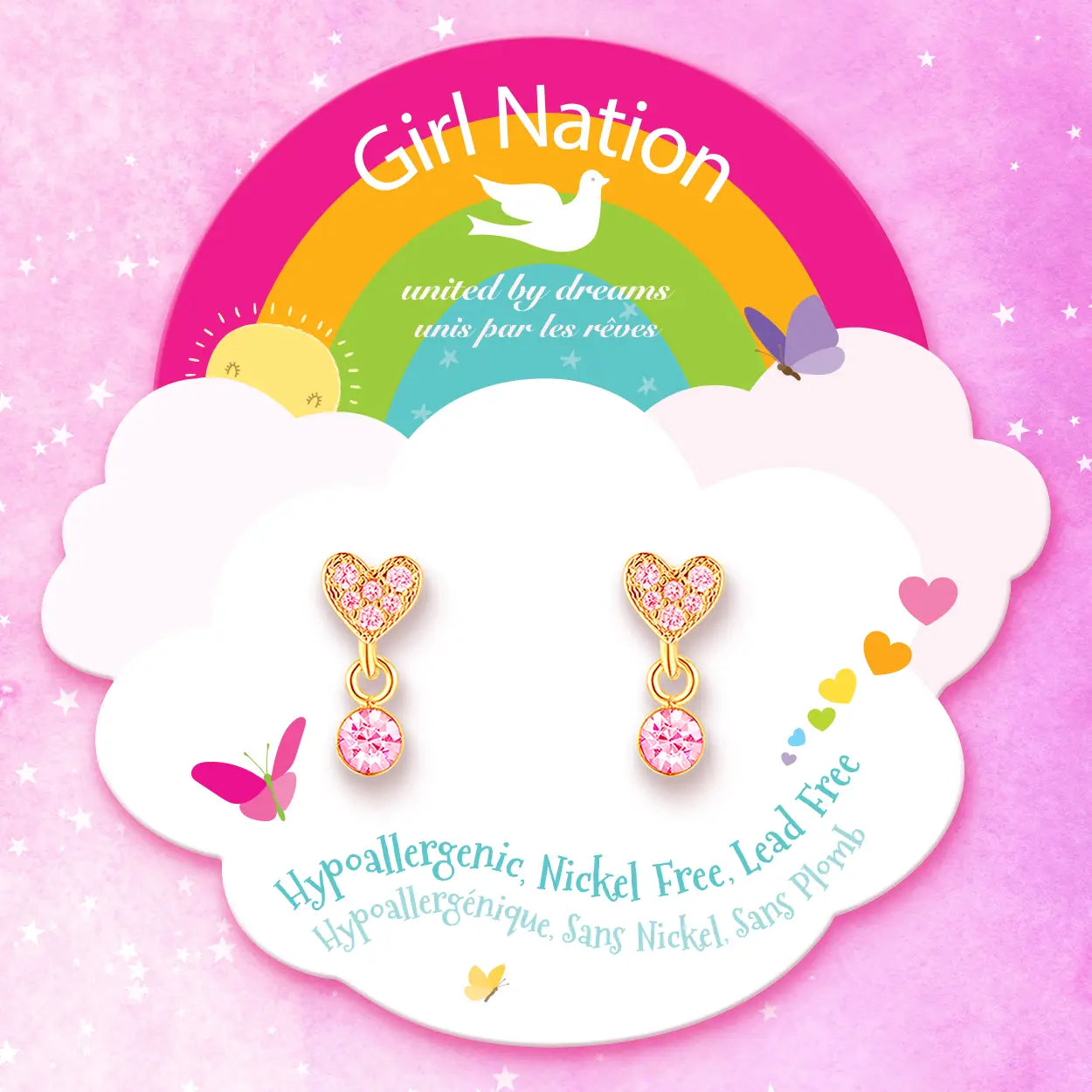 Little Luxe Drop Earrings | Heart with Pink Cubic Zirconia A Touch of Magnolia Boutique