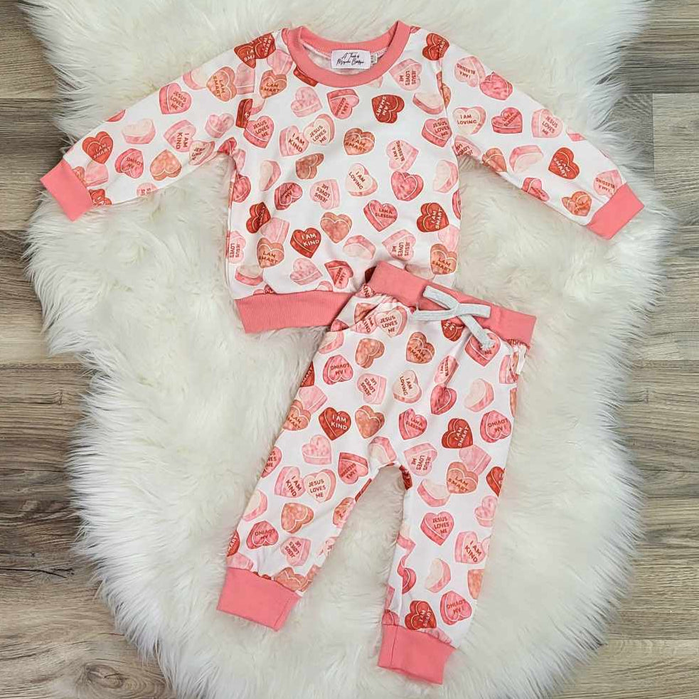 Hearts Baby Girl/Toddler Jogger Outfit Set A Touch of Magnolia Boutique