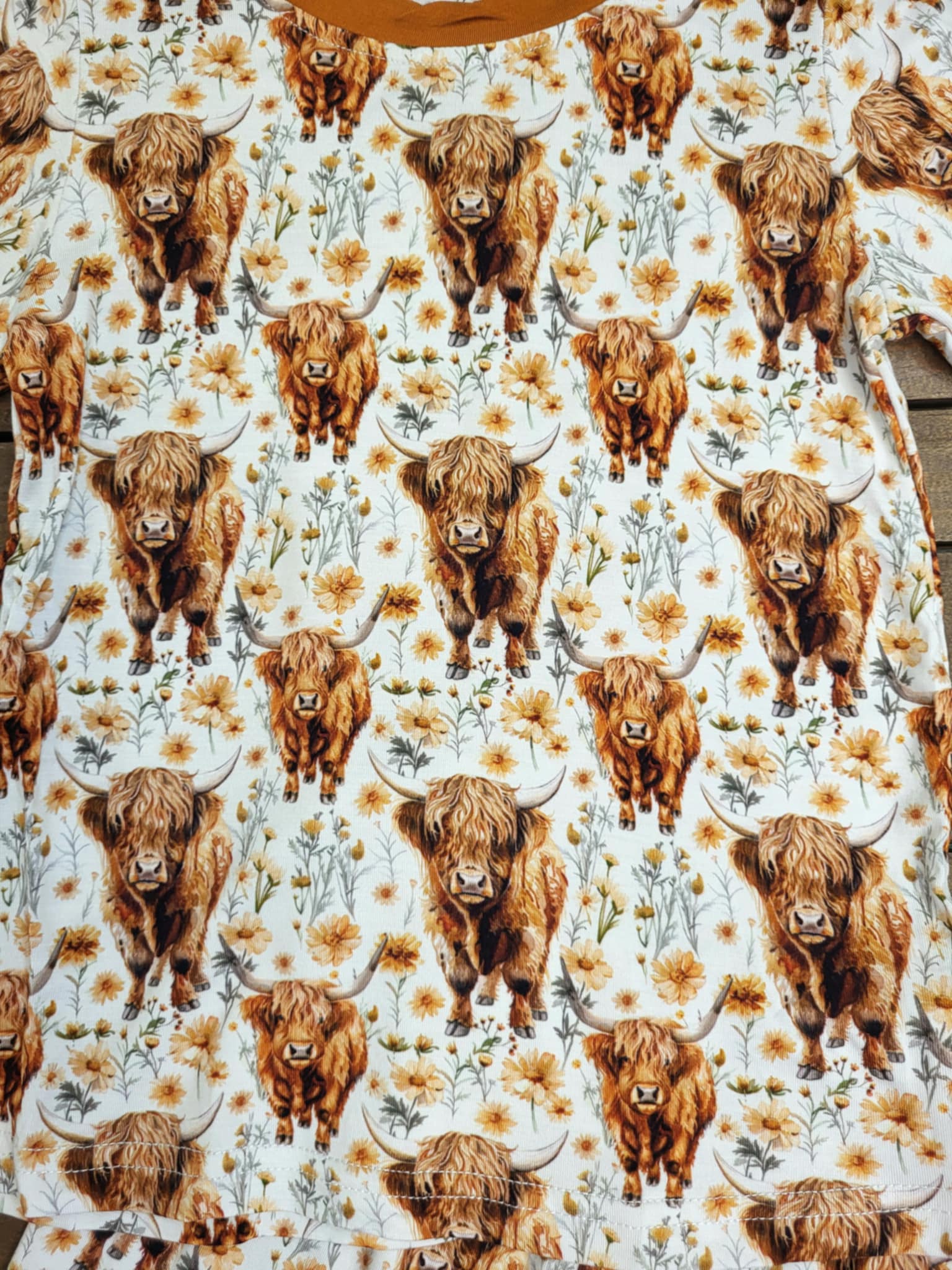 Bamboo Floral Highland Cow Print Two-Piece Pajama Set A Touch of Magnolia Boutique