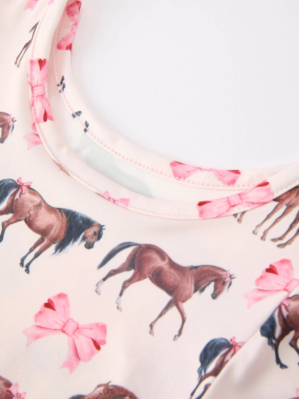 Pink Horses & Bows Short Sleeve Dress A Touch of Magnolia Boutique