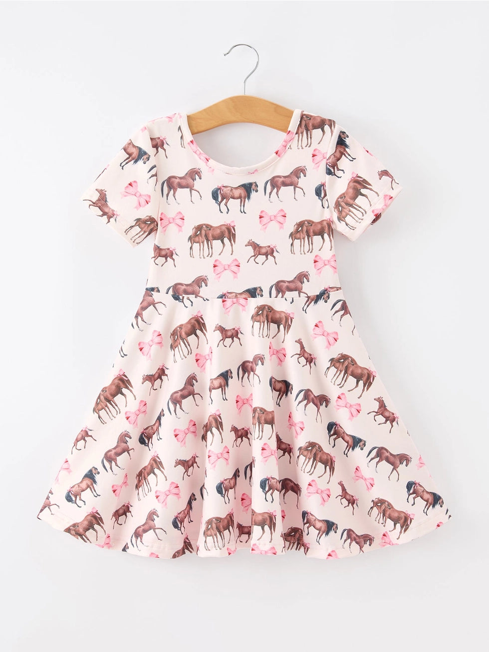 Pink Horses & Bows Short Sleeve Dress A Touch of Magnolia Boutique