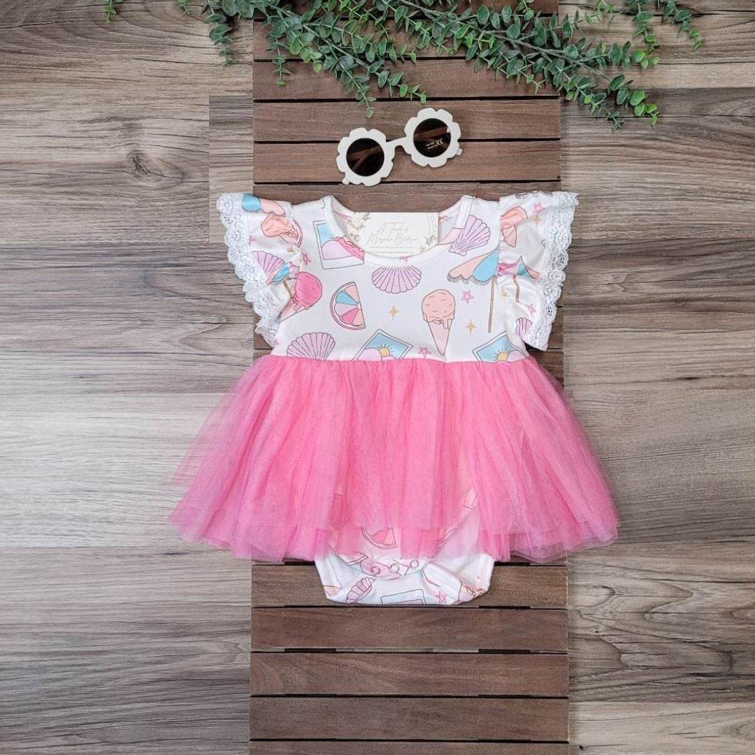 Summer Fun Ice Cream At the Beach Tulle Romper  A Touch of Magnolia Boutique   