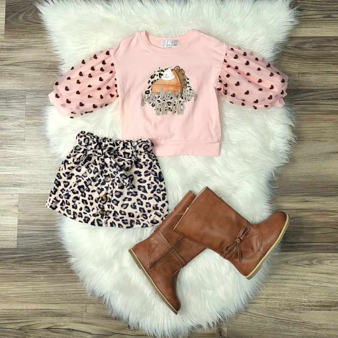 Just Here for the Pie Top and Cheetah Skirt Set  A Touch of Magnolia Boutique   