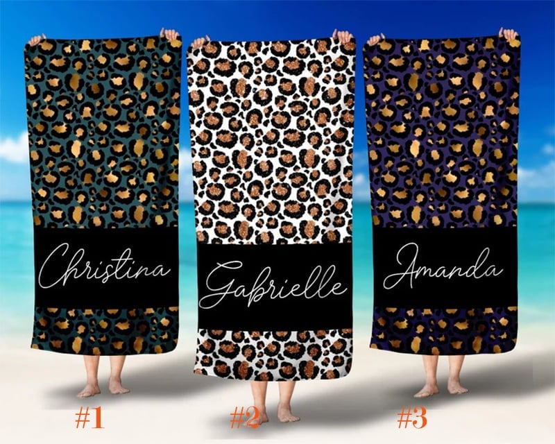 Custom Leopard Print Beach Towel-Pre-Order A Touch of Magnolia Boutique