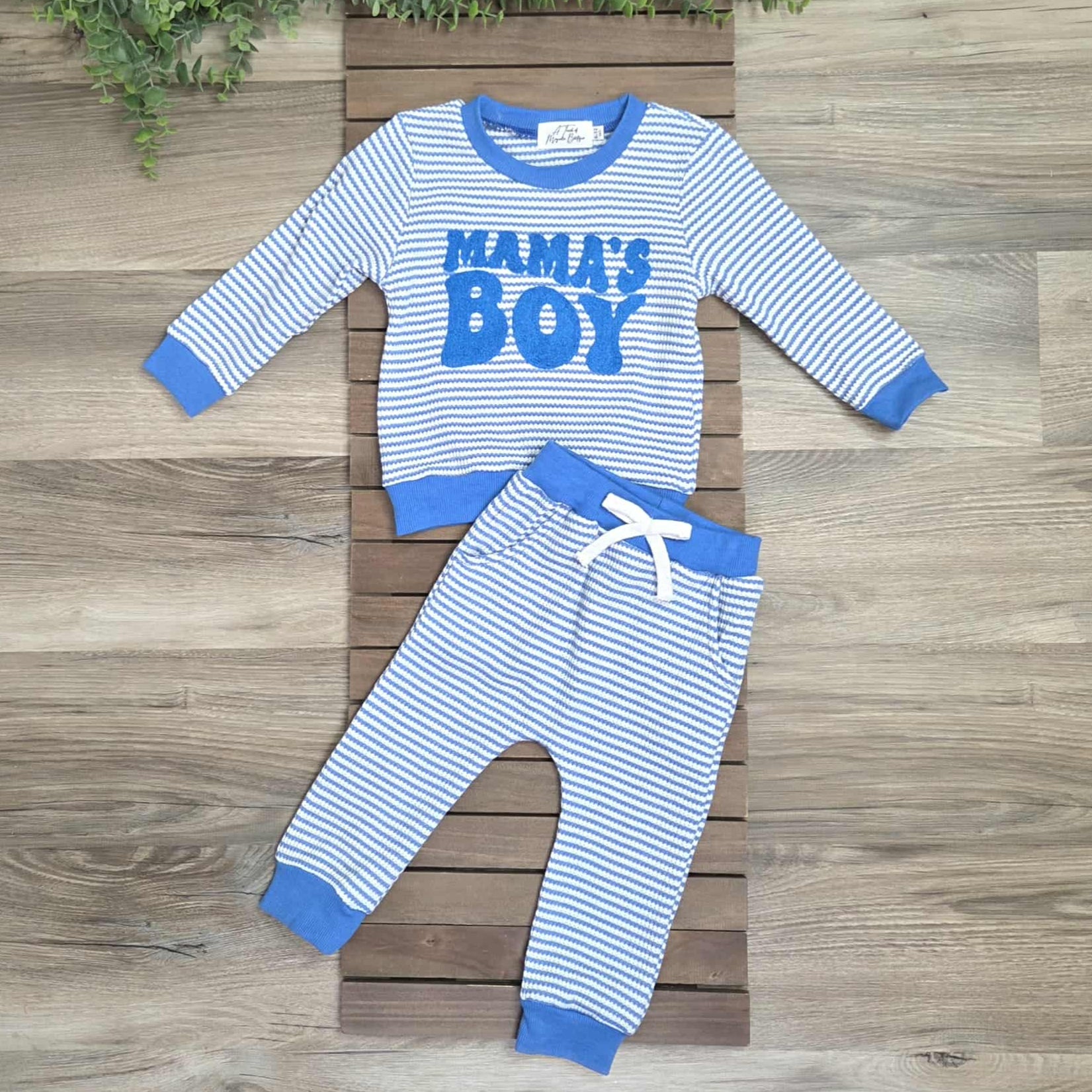 Mama's Boy Blue Striped Jogger Set-Baby and Toddler Boys A Touch of Magnolia Boutique