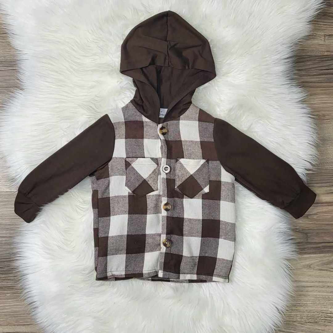 Mom & Me Brown Plaid Hooded Top-Kids  A Touch of Magnolia Boutique   