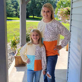 Mom & Me Cheetah Color Block Ribbed Top-Kids
