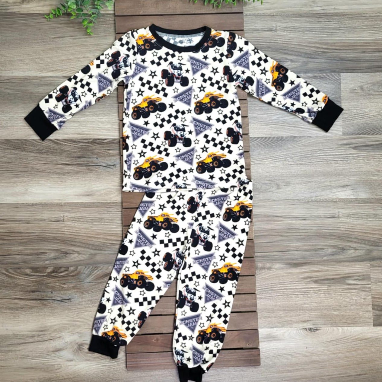 Bamboo Boys Monster Truck Two-Piece Pajama Set A Touch of Magnolia Boutique