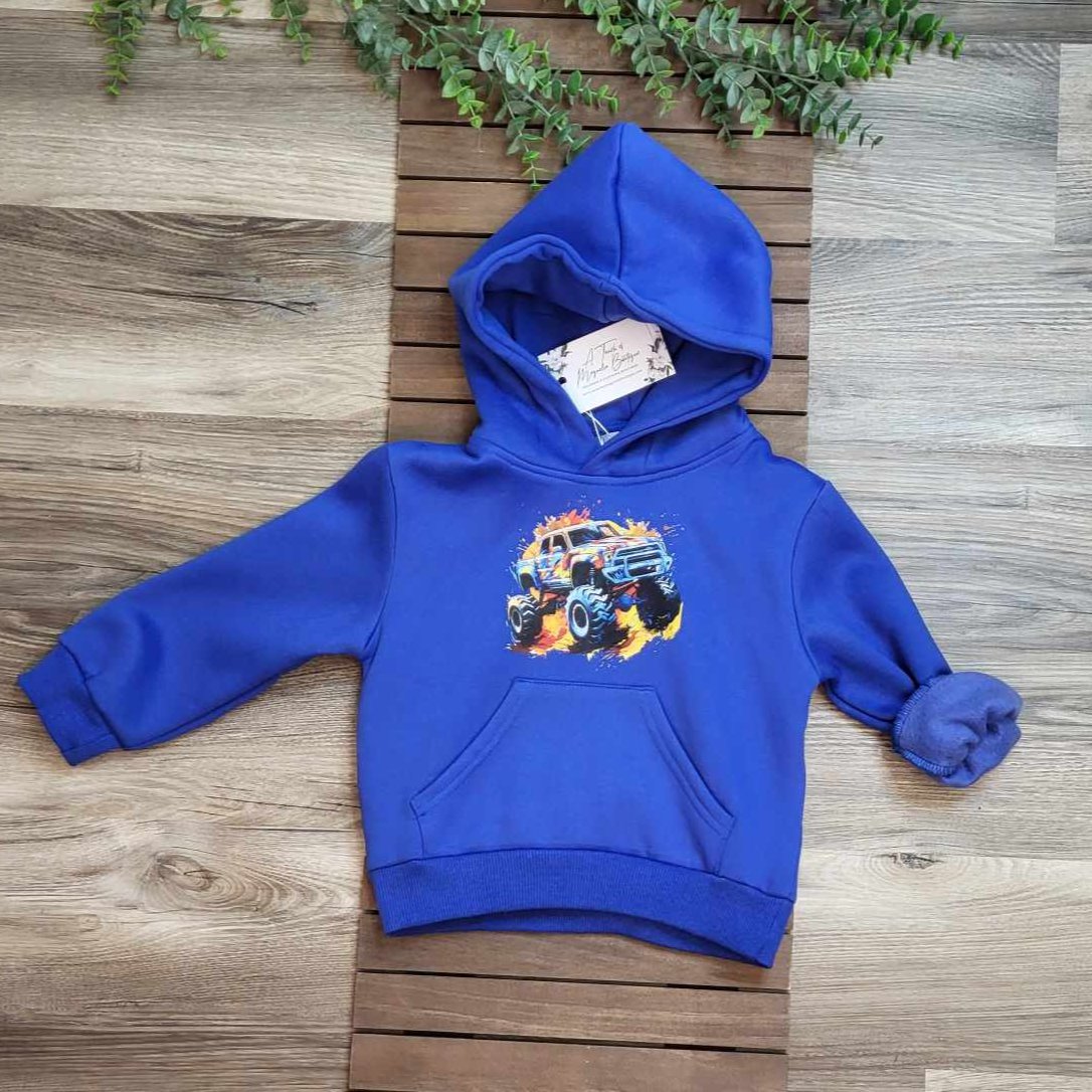 Monster Truck Blue Hooded Sweatshirt  A Touch of Magnolia Boutique   