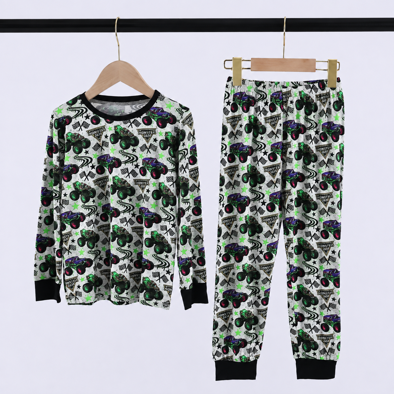 Bamboo Grave Digger & Kraken Monster Truck Two-Piece Pajama Set A Touch of Magnolia Boutique