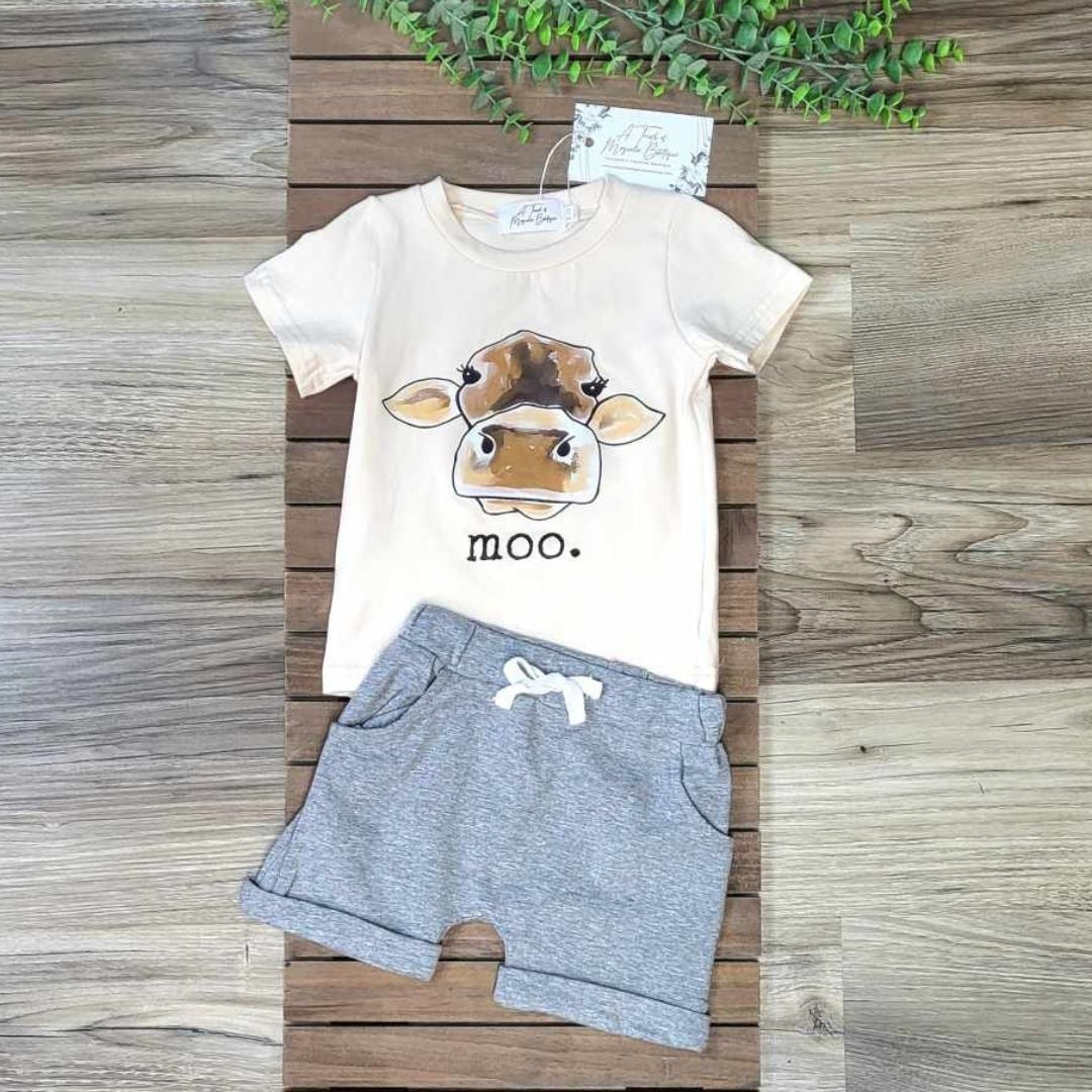 MOO Cow Top and Shorts Baby and Young Toddler Outfit  A Touch of Magnolia Boutique   