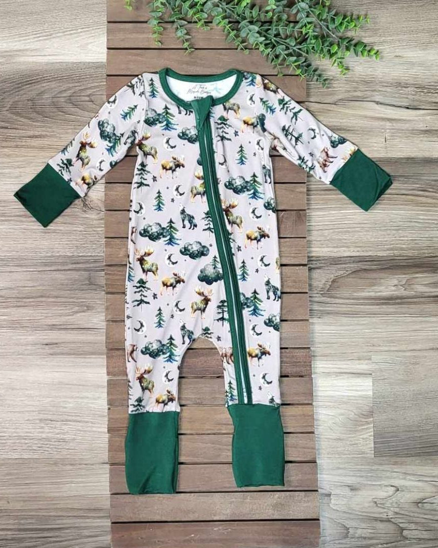Moonlit Forest Print Bamboo Baby Zippie Romper/Sleeper  A Touch of Magnolia Boutique   