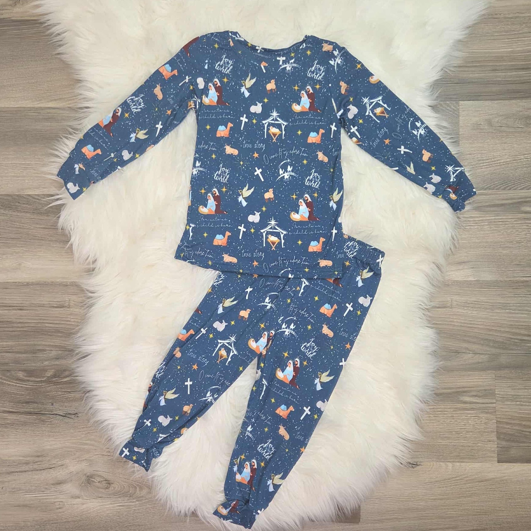 Bamboo Nativity Two-Piece Pajama Set A Touch of Magnolia Boutique