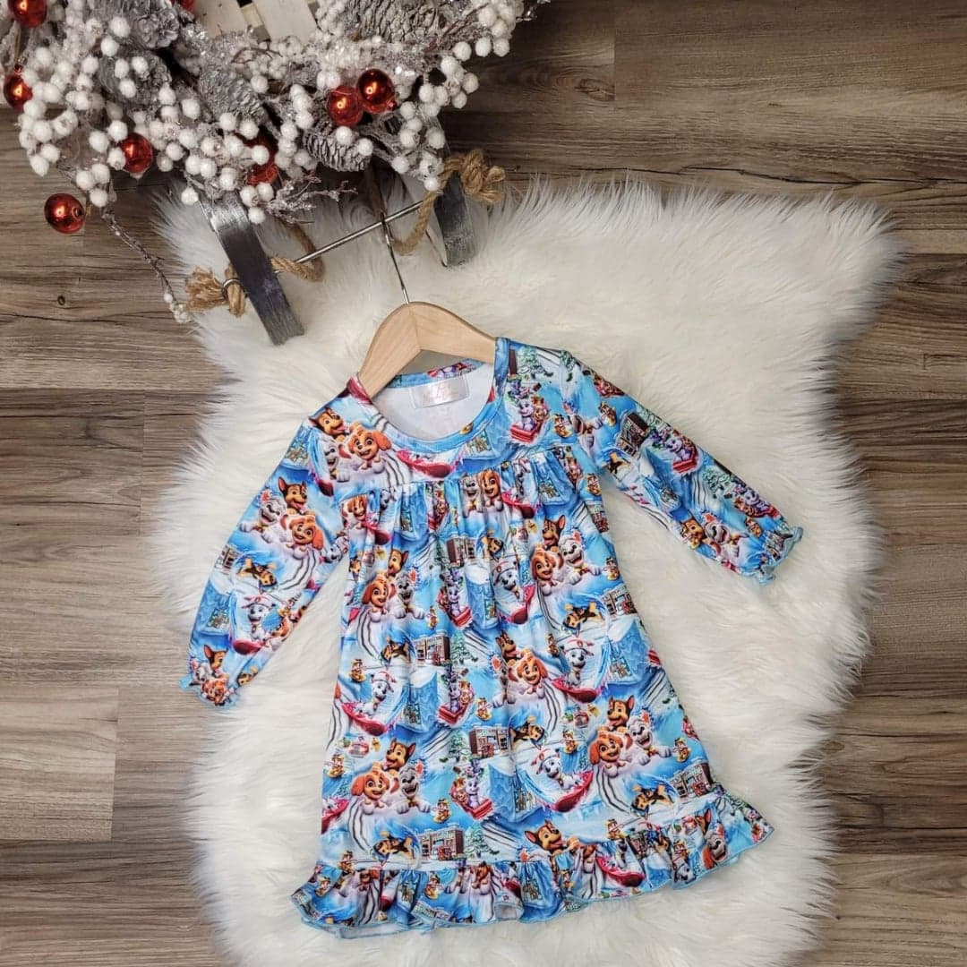 Paw Patrol Holiday Inspired Pajama Gown  A Touch of Magnolia Boutique   