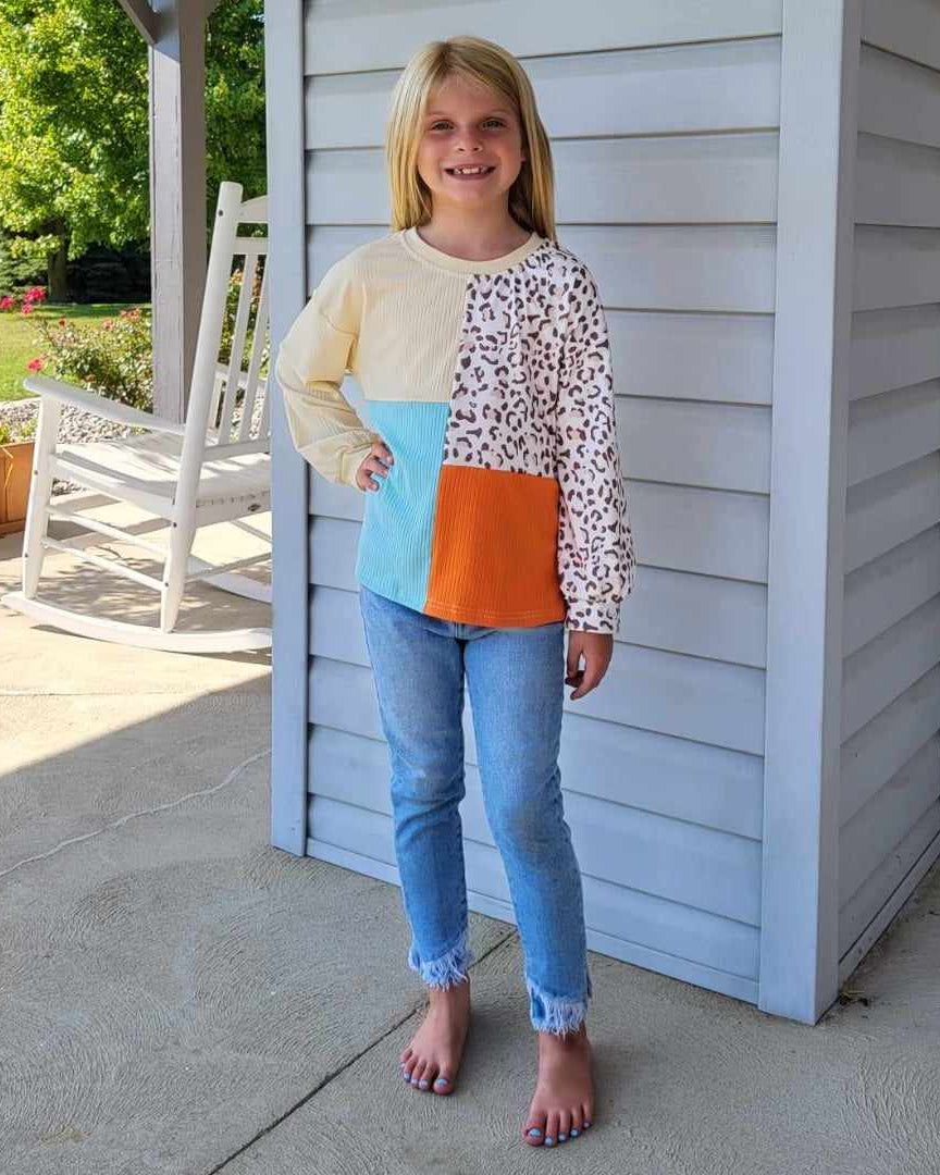 Mom & Me Cheetah Color Block Ribbed Top-Kids  A Touch of Magnolia Boutique   