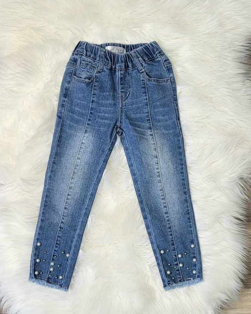 Pearl Embellished Straight Leg Denim Jeans  A Touch of Magnolia Boutique   