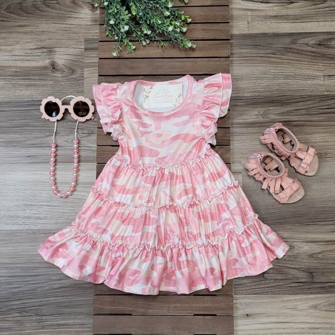 Pink Camo Tiered Ruffle Dress  A Touch of Magnolia Boutique   