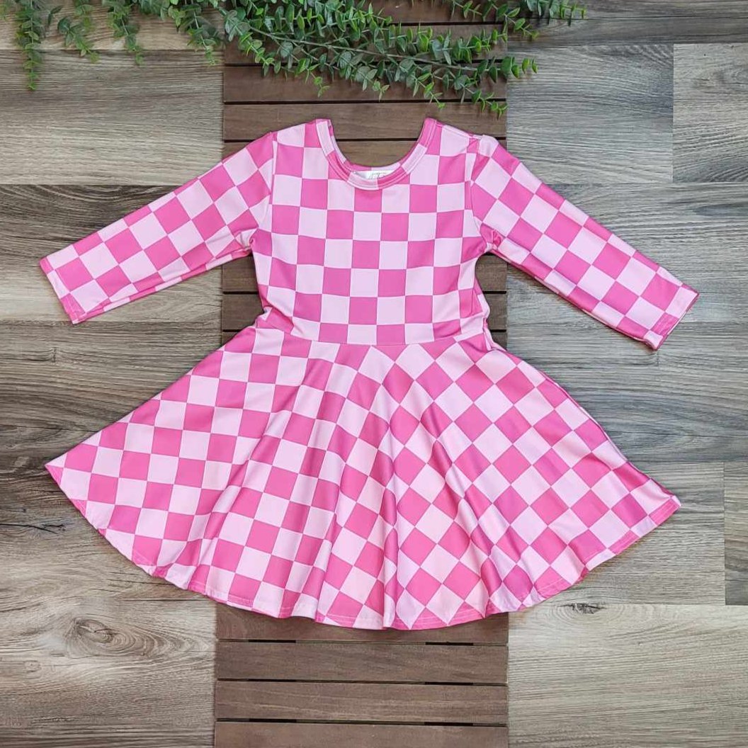 Pink Checkered Twirl Dress  A Touch of Magnolia Boutique   