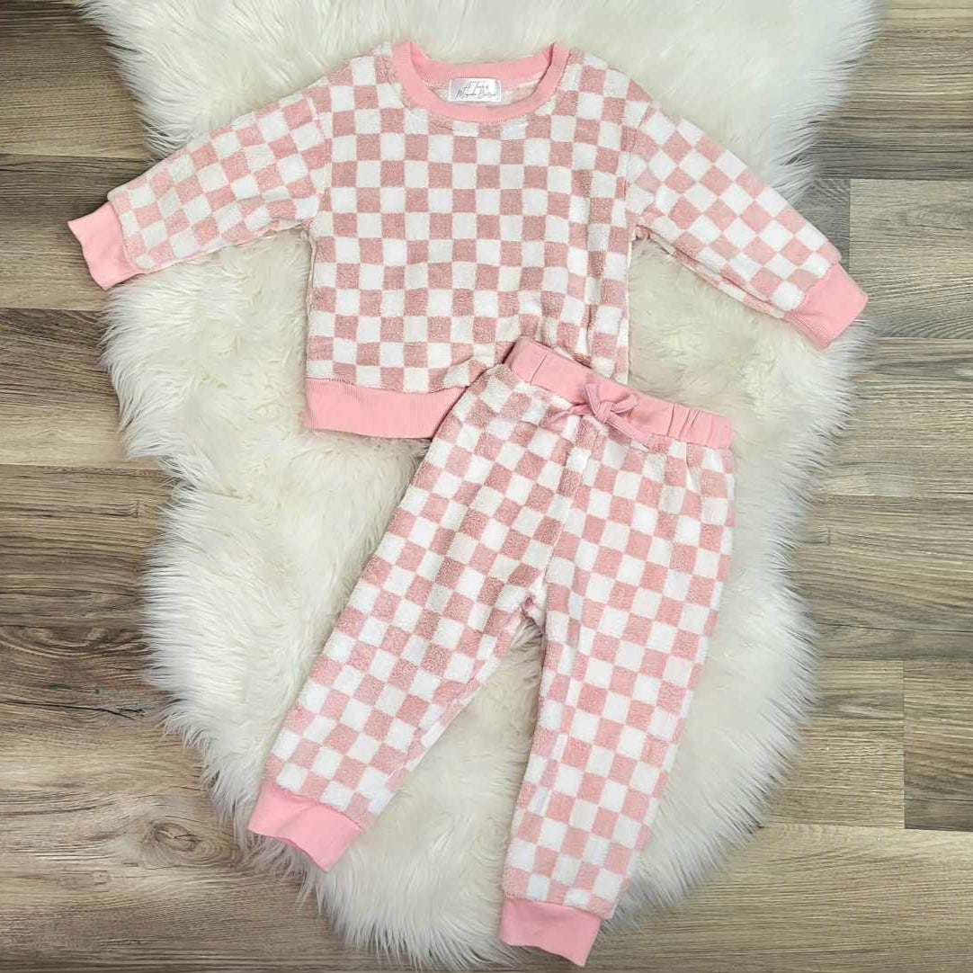 Pink Checkered Cozy Jogger Set A Touch of Magnolia Boutique