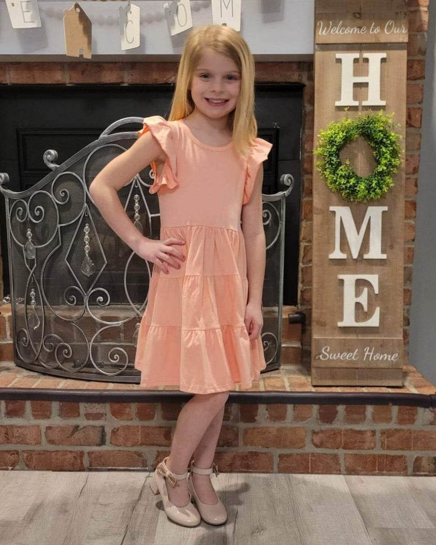 Mom & Me Pink Flutter Sleeve Tier Dress-Kids  A Touch of Magnolia Boutique   