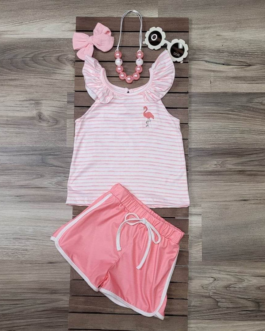 Pink Flamingo Shorts Set  A Touch of Magnolia Boutique   