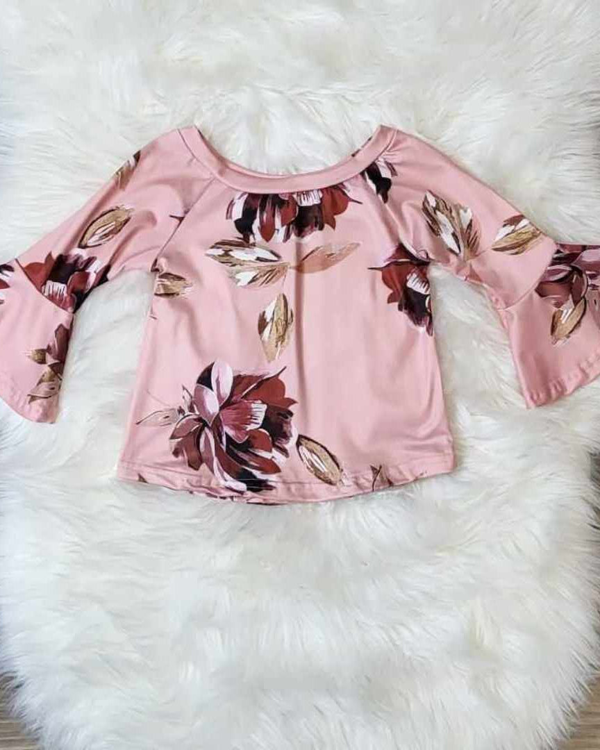 Pink Floral Bell Top  A Touch of Magnolia Boutique   