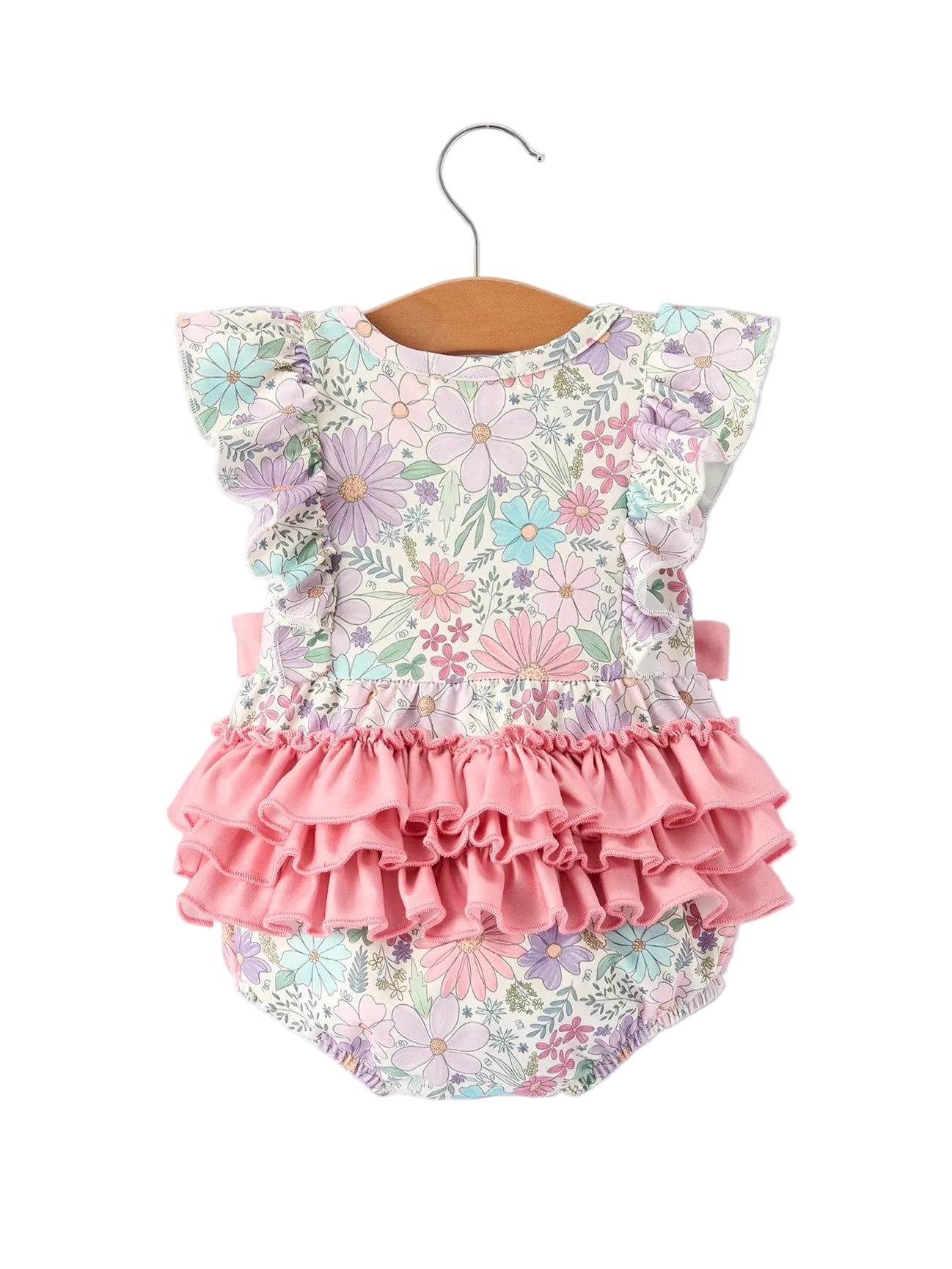 Pink Floral Ruffle Romper A Touch of Magnolia Boutique