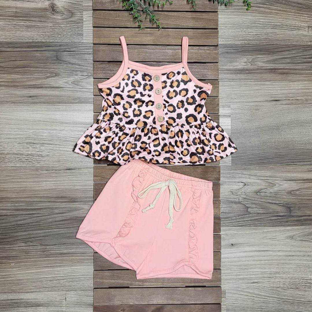 Pink Leopard Spaghetti Strap Top and Shorts Set  A Touch of Magnolia Boutique   