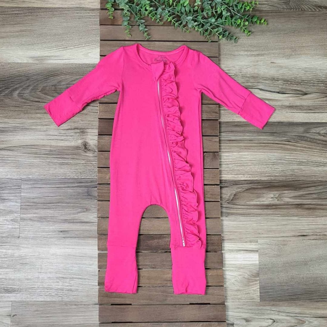 Hot Pink Bamboo Baby Zippie Romper/Sleeper A Touch of Magnolia Boutique