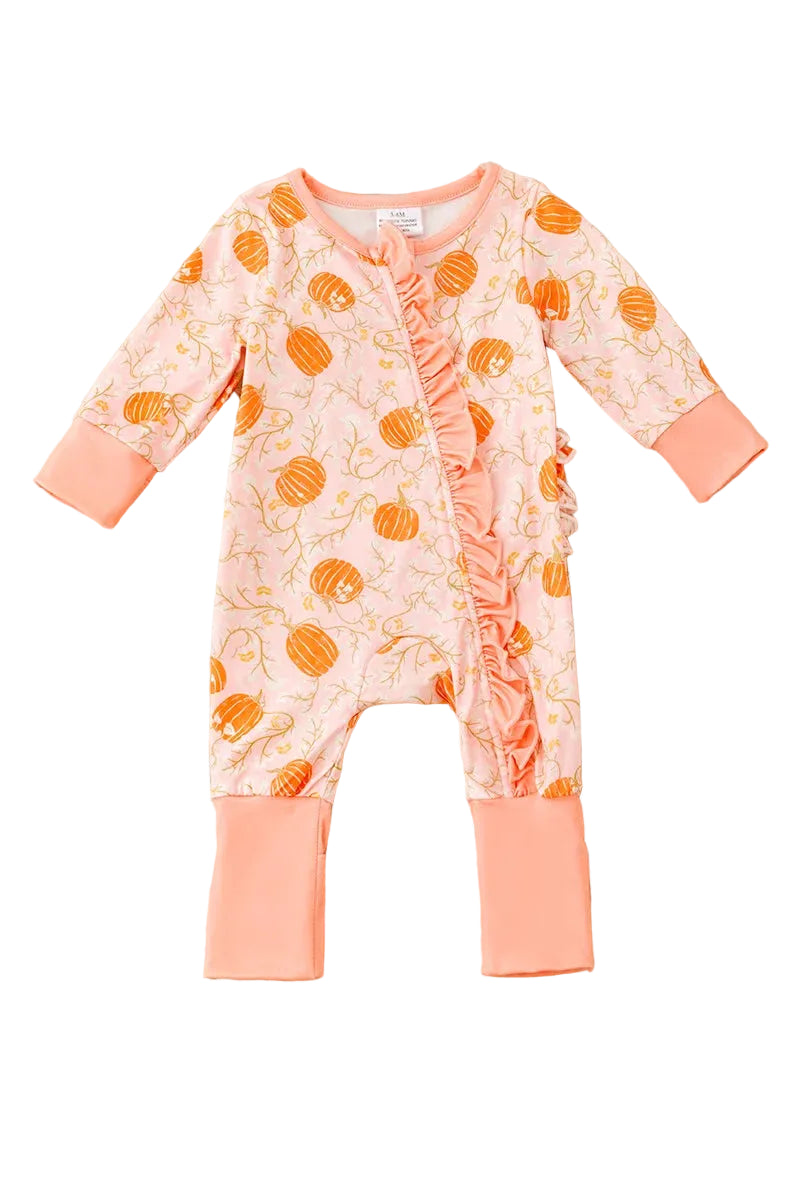 Pumpkin Ruffle Romper A Touch of Magnolia Boutique