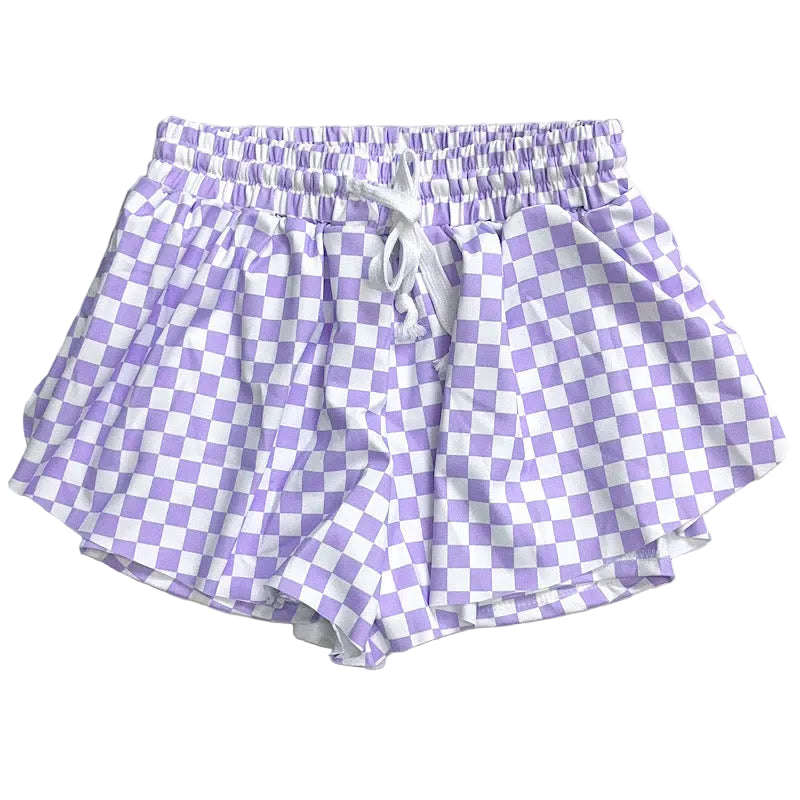 Purple Checkered Butterfly Shorts A Touch of Magnolia Boutique