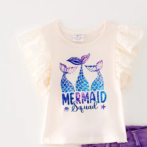 Mermaid Squad Flutter Sleeve Top A Touch of Magnolia Boutique