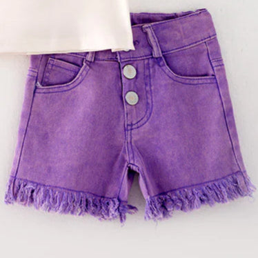 Purple Denim Frayed Hem Shorts A Touch of Magnolia Boutique