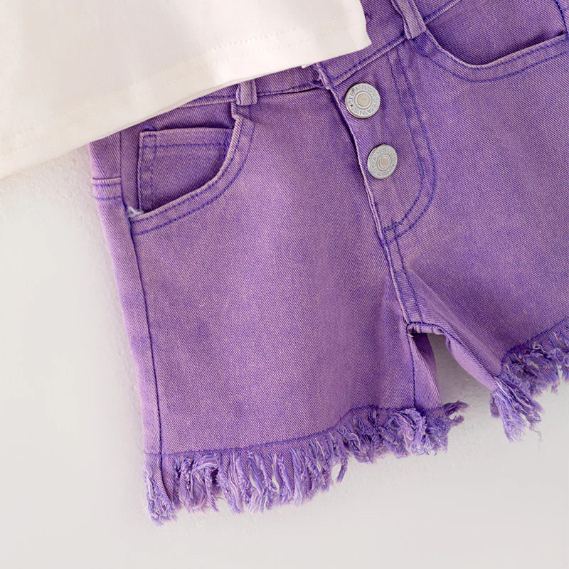 Purple Denim Frayed Hem Shorts A Touch of Magnolia Boutique