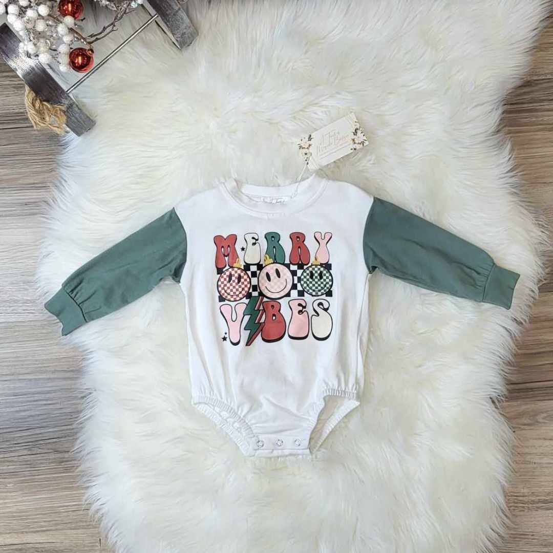 Baby Girl Merry Vibes Onesie  A Touch of Magnolia Boutique   