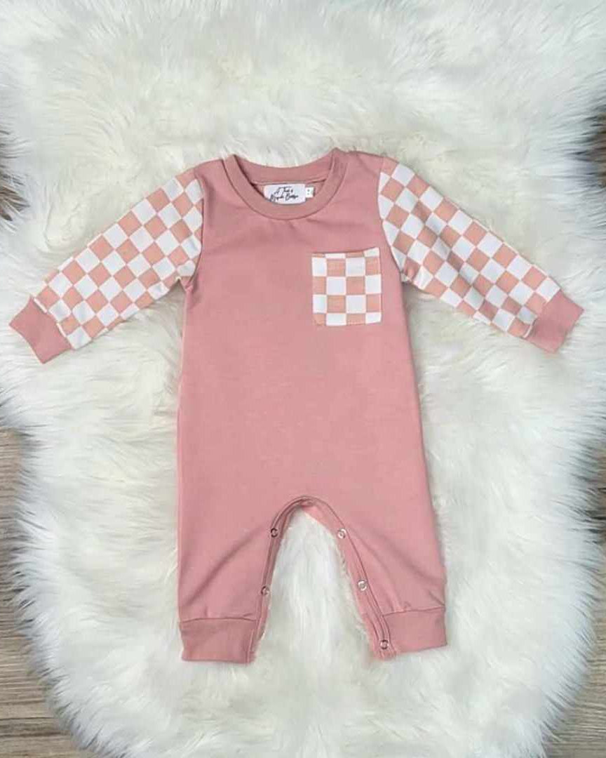 Baby Girl Pink Checkered Romper  A Touch of Magnolia Boutique   