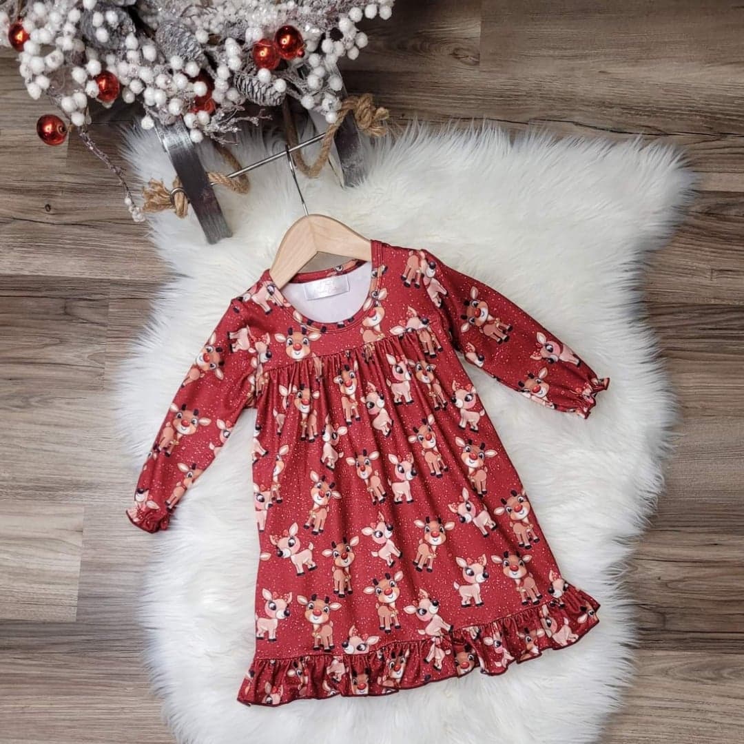 Red Nosed Deer Pajama Gown  A Touch of Magnolia Boutique   