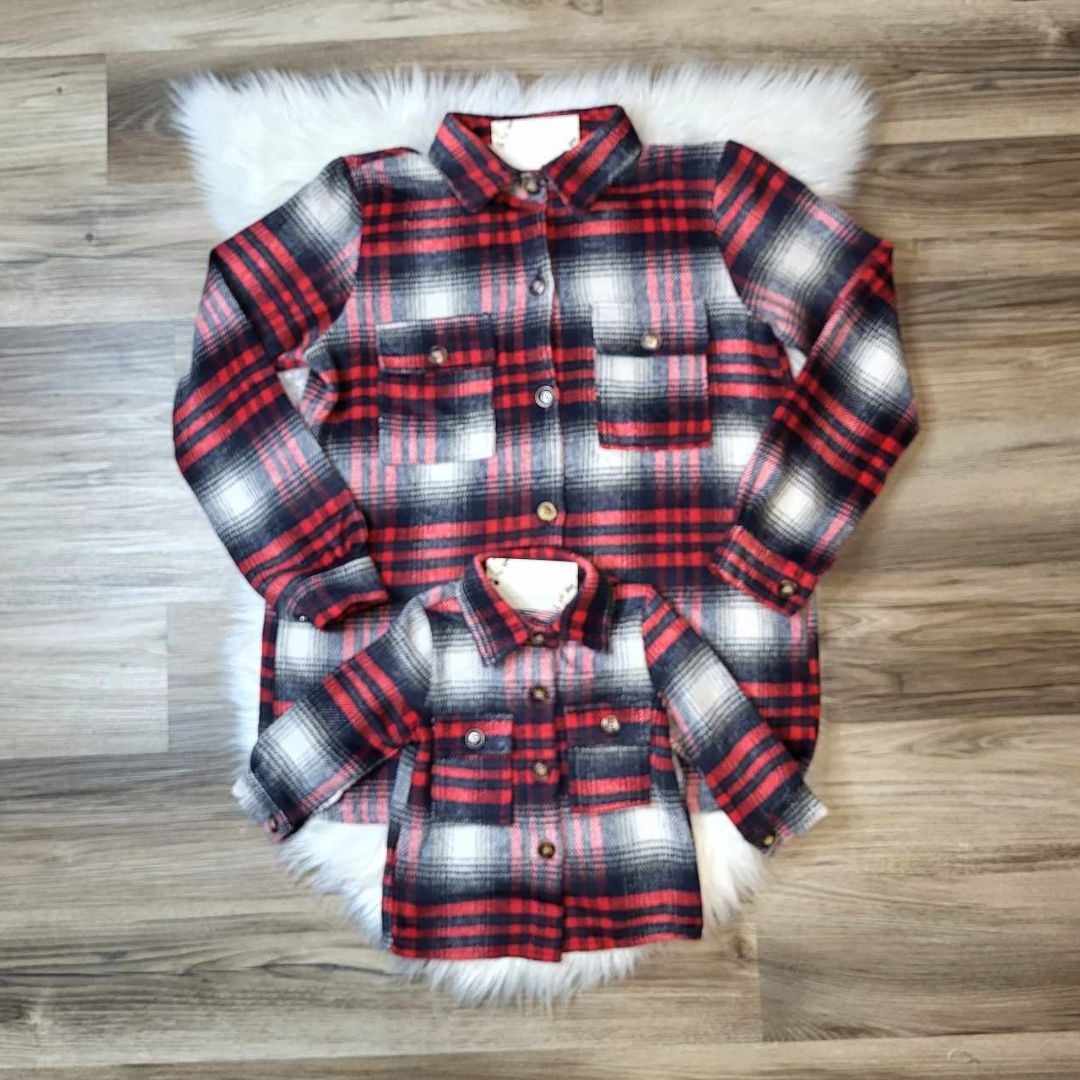 Mom & Me Red Plaid Shacket-Adult  A Touch of Magnolia Boutique   