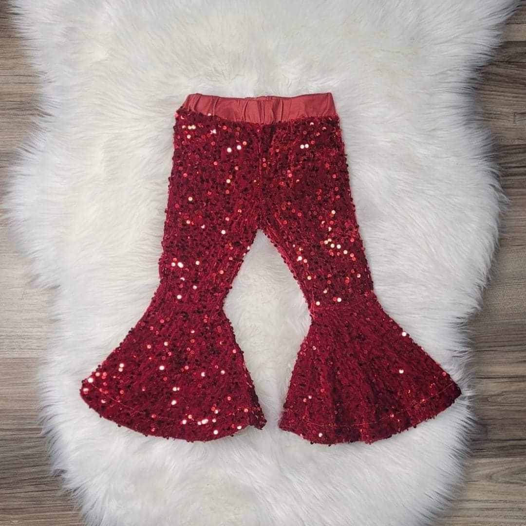 Red Sequin Bell Bottom Pants  A Touch of Magnolia Boutique   