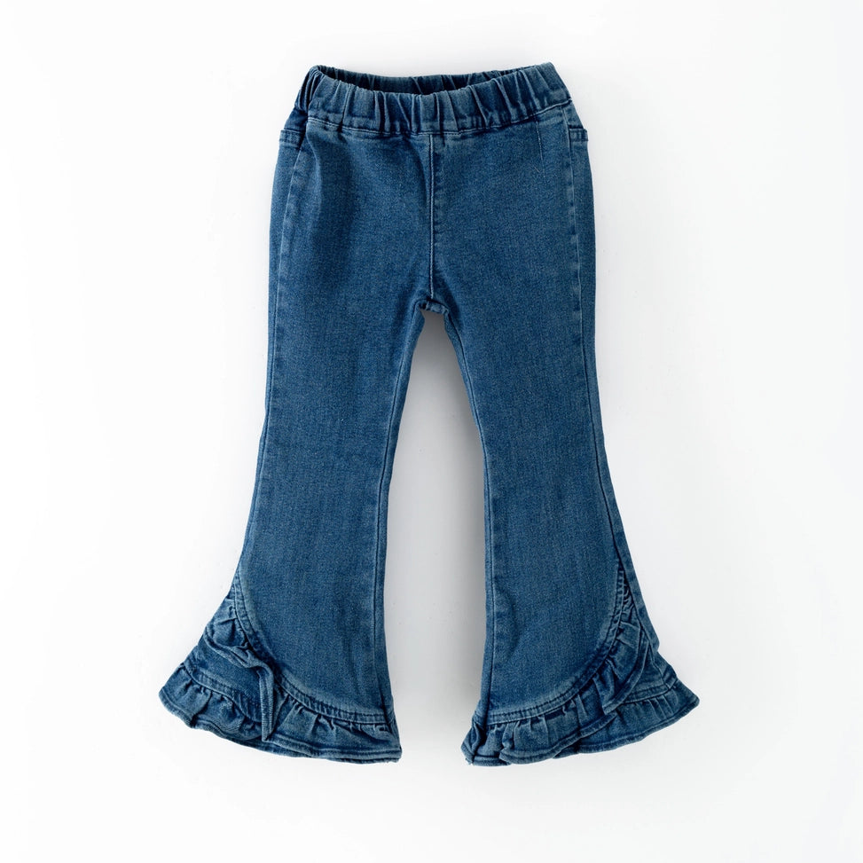 Girls Ruffle Hem Denim Jeans A Touch of Magnolia Boutique