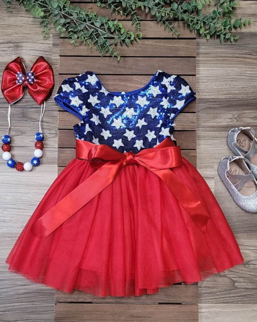 Sequin Stars & Red Tulle Dress  A Touch of Magnolia Boutique   
