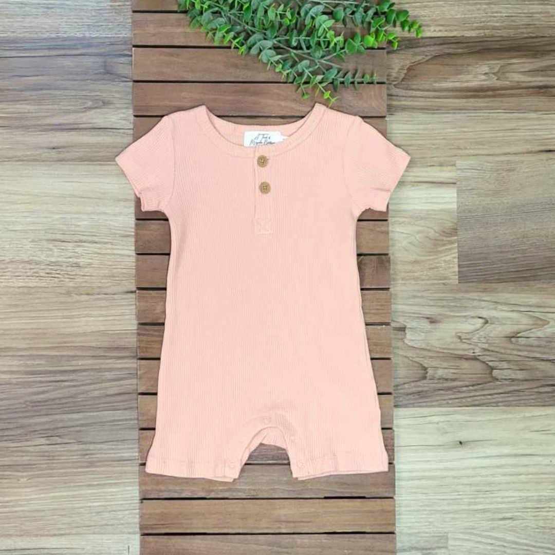 Baby Girl Dusty Pink Waffle Shorts Romper  A Touch of Magnolia Boutique   