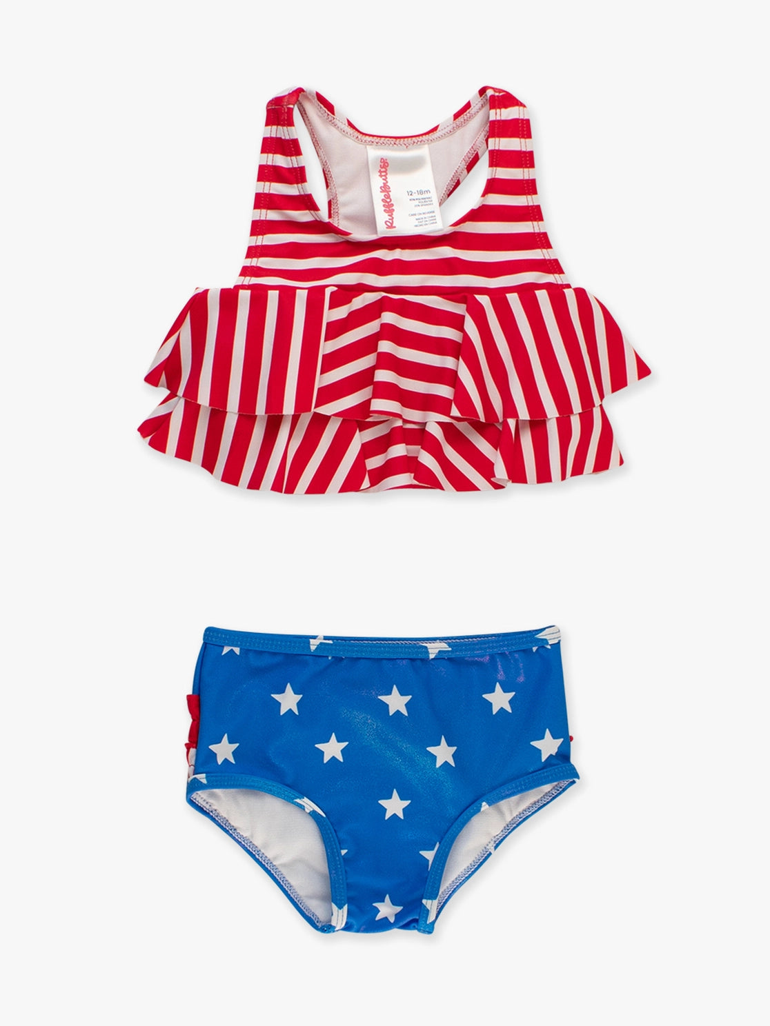 Girls Shimmer Stars & Stripes Flounce Bikini 2-Piece Swimsuit with Signature Rear Ruffles A Touch of Magnolia Boutique