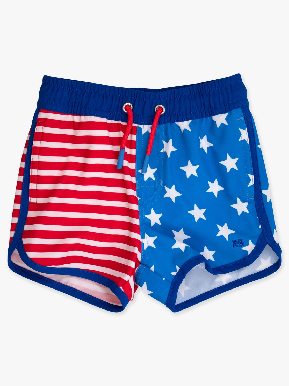 Boys Stars & Stripes Performance Hybrid Dolphin Hem Swim Trunks A Touch of Magnolia Boutique