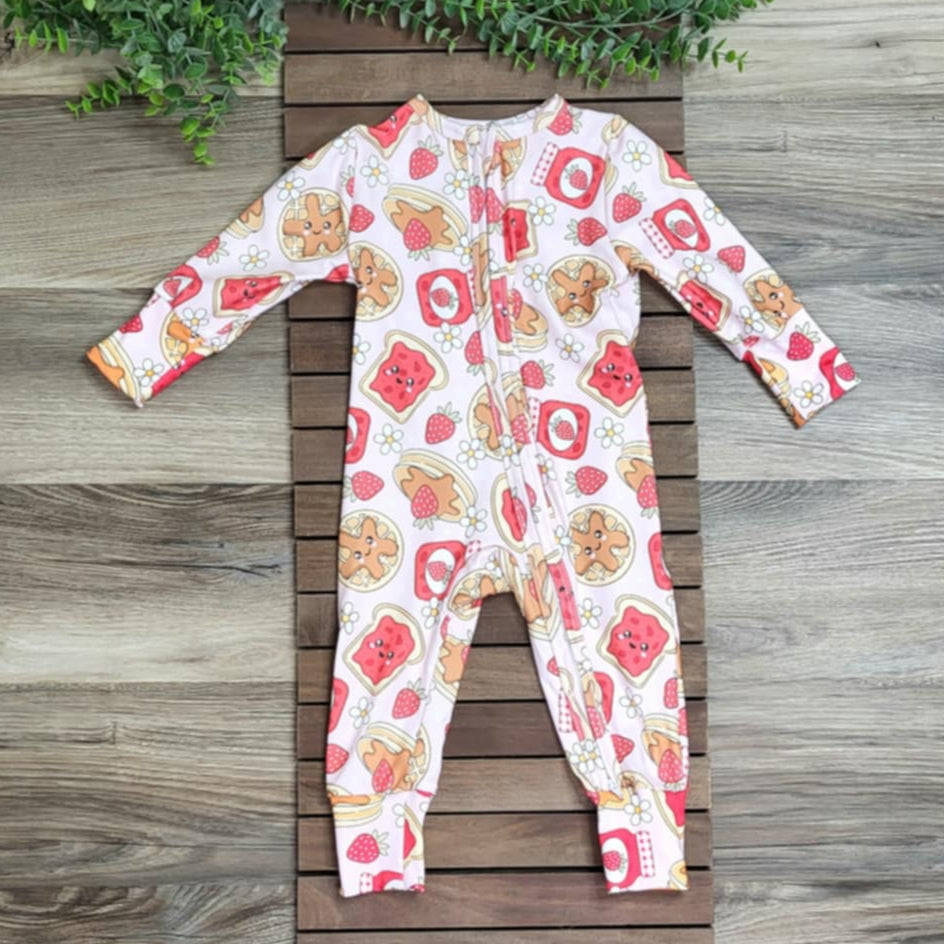 Baby Zipper Sleeper/Romper Strawberry Jam Breakfast Food A Touch of Magnolia Boutique